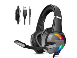 Orda RGB Gaming Headset with Noise Canceling Microphone Surround Sound LED Headphones for PS5 PS4 Xbox One PC Laptop Mac Computer PC