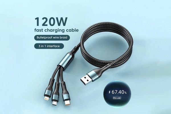 Orda 3in1 USB C Cable For iphone 14 13 12 Pro Max USB To Type C Fast Charging Cable Micro Lightning For ipad Samsung Xiaomi Tablet