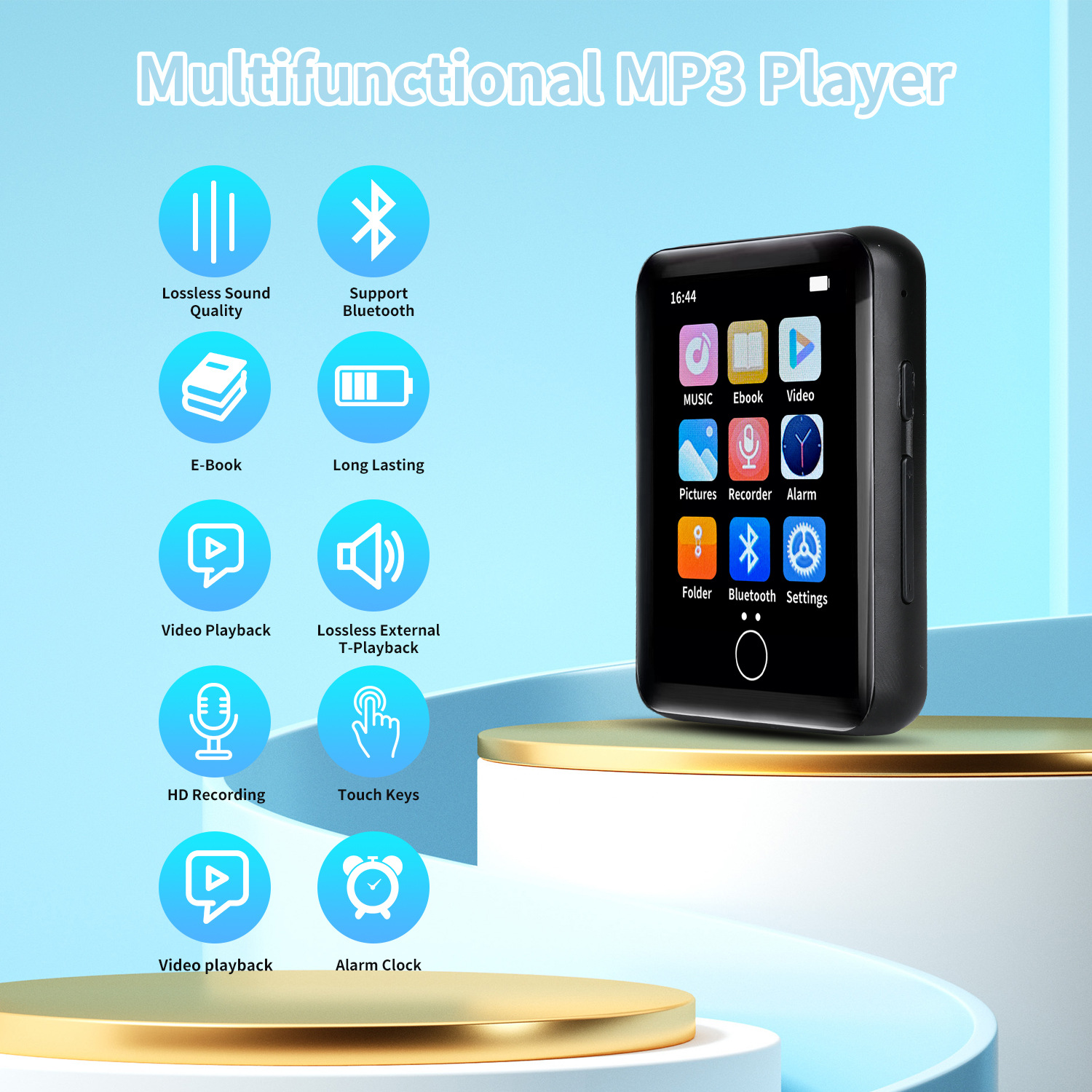 Orda Mini MP4 Player 3 MP4 Player Bluetooth 5.2 FM Radio Audio Recording Music Playing Device TFT Screen